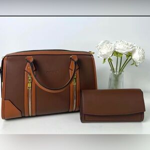 NWT!!! "Pombell" large brown speedy bag with  gold zipper hardware